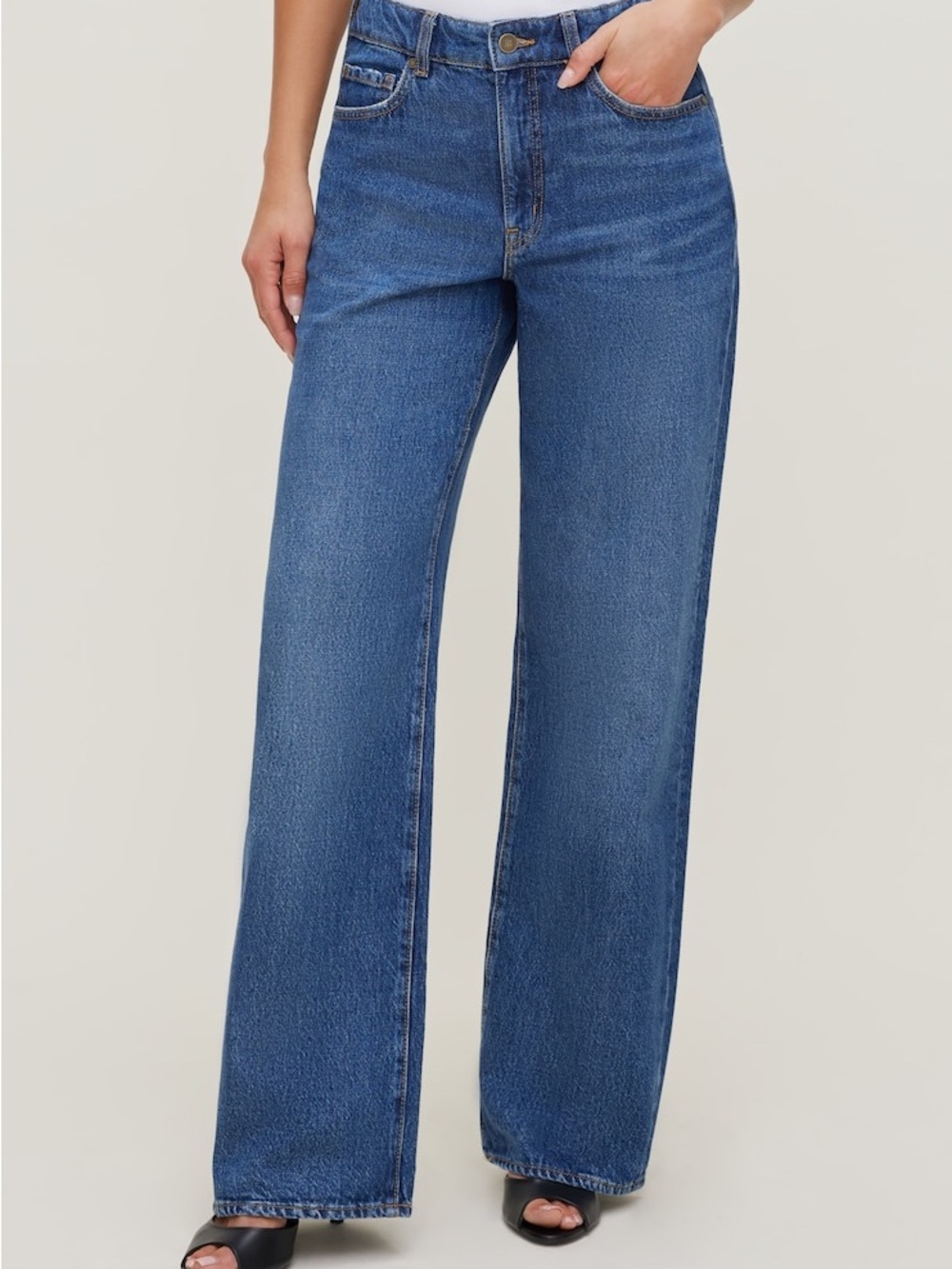 Dynamite Women's Wide-Leg Jeans in Dark Wash Blue